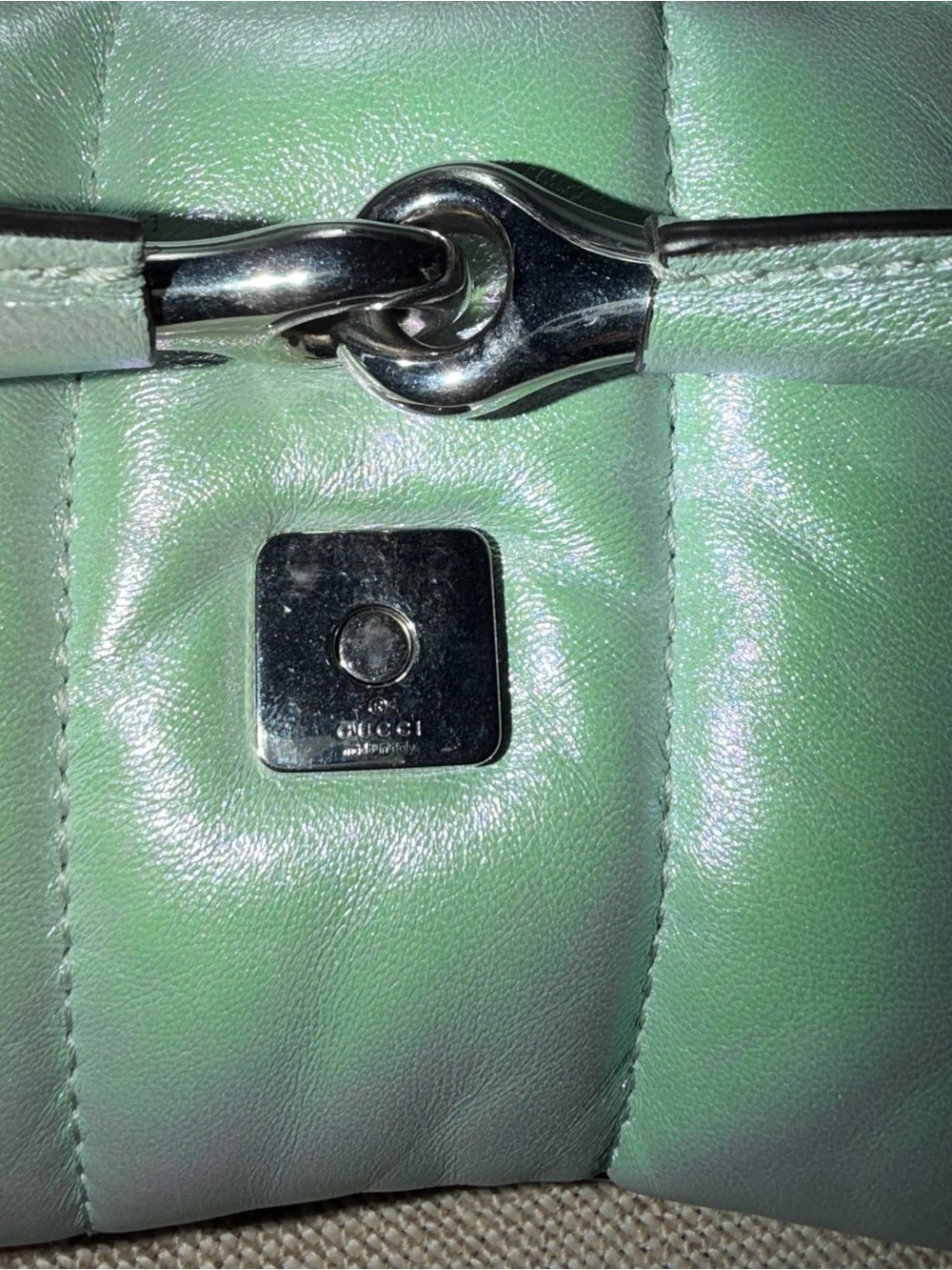 Gucci Iridescent Green Metallic Chain-Handle Shoulder Bag - Picture 8 of 8